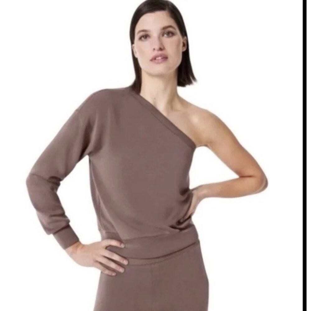 Spanx One Shoulder Sweatshirt in Smoke Size XL‎ AirEssentials Butter Soft Yoga